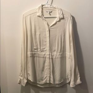 Long sleeve crepe pleated blouse